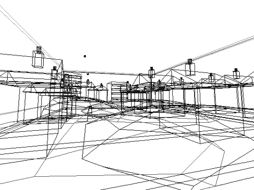 wireframe view from the virtual environment map